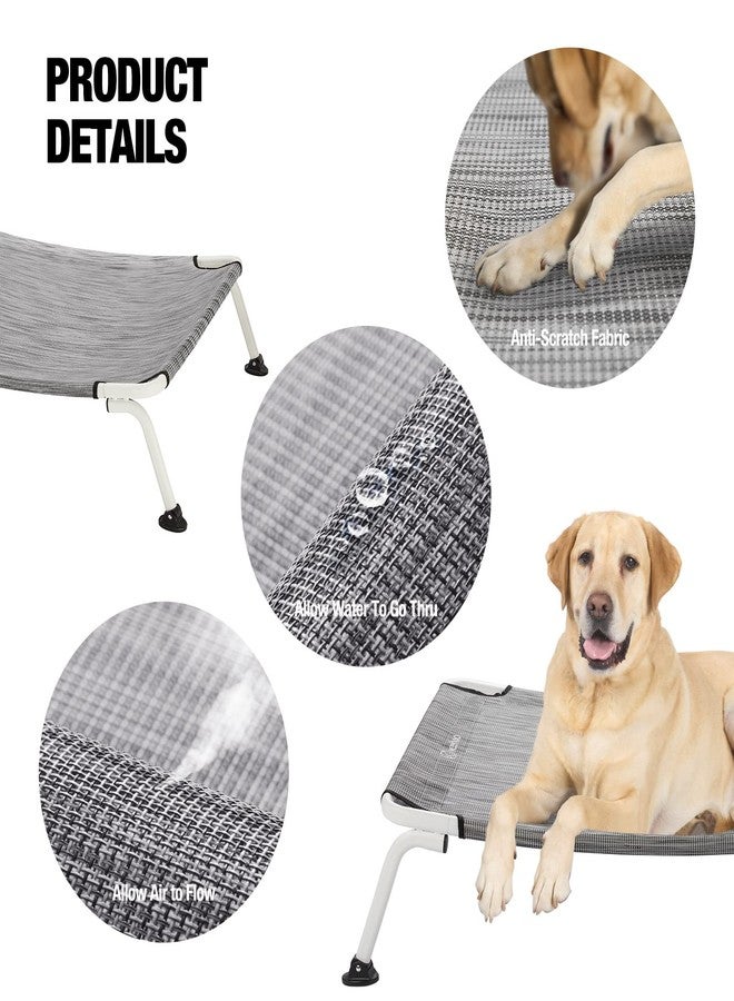 Veehoo Elevated Dog Bed for Outdoor, Cooling Waterproof Raised Dog Cots Beds XL, Curved Off Ground Pet Hammock Cot Lifted for Outside, up to 150lbs, White Legs, Black Silver 49" - Image 3